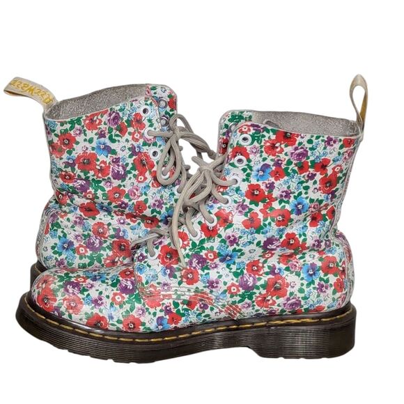 Dr. Martens Size 8 Women's White Floral Boho Combat Boots Pascal Fairy Grunge - Picture 4 of 16